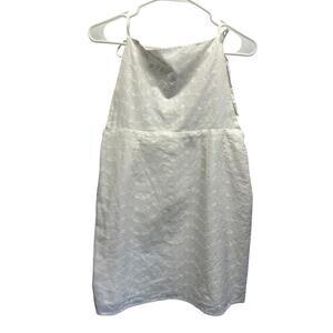 NWT Forever 21 White Woven Dress Halter Top Eyelet Tie Straps Square‎ Neck